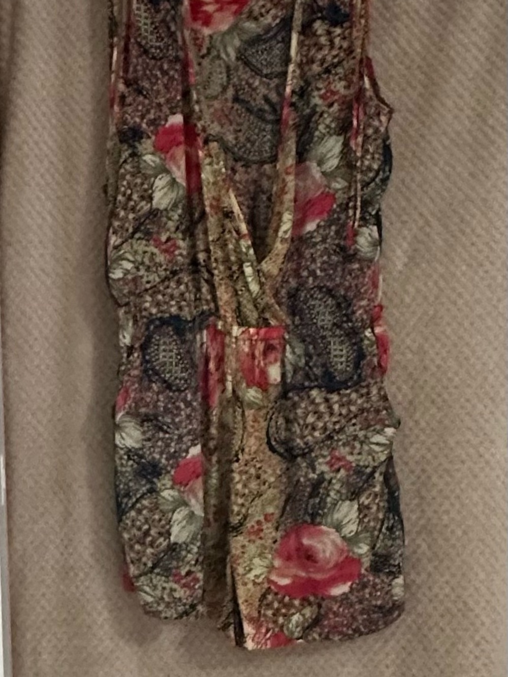 Floral Patchwork Sleeveless Romper - Multicolor